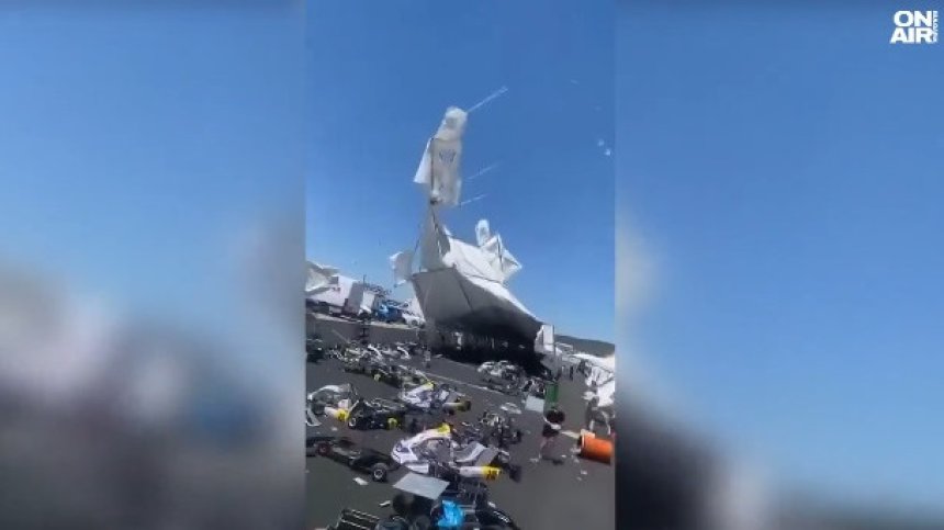 Зрелищно торнадо помете картинг писта в Солун (+ВИДЕО)