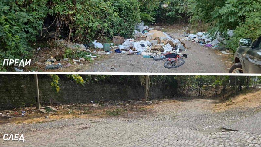 Столичният инспекторат изчисти незаконно сметище с над 13 тона боклук до Руски паметник