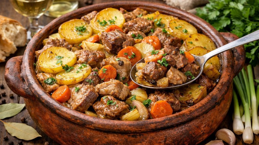 Рецепта за запеканка с картофи и три вида месо