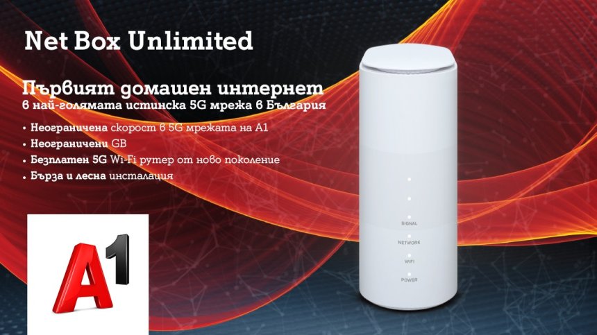 A1 стартира първата услуга в страната за фиксиран интернет през 5G мрежа &ndash; Net Box Unlimited