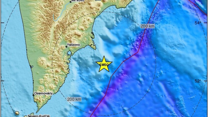 Земетресение със сила 6,5 по Рихтер край Камчатка
