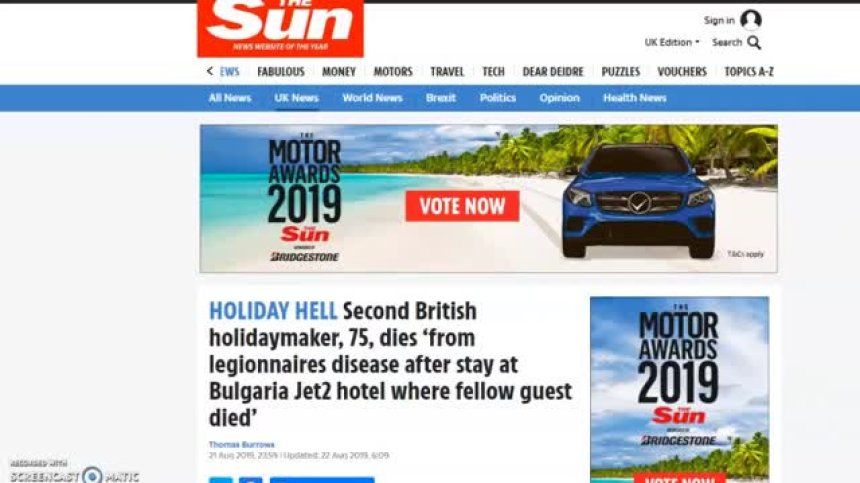 Британци издъхнали от легионерска болест след почивка на Черноморието ни