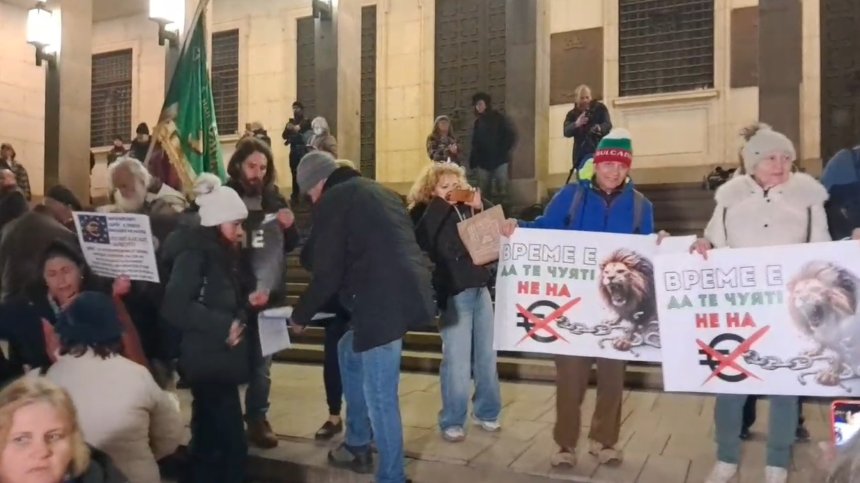 Протест срещу еврото пред БНБ: "Да запазим лева"