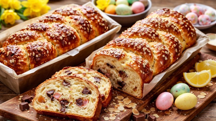 Козунак без месене с локум и ядки за Великден