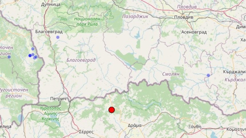 Земетресение в Гърция до границата с България