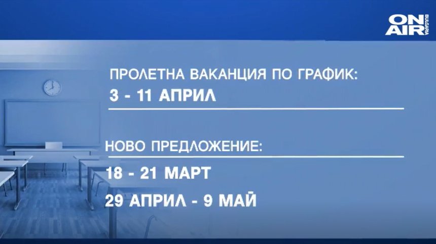 Радост за учениците: МОН предлага да има две пролетни ваканции