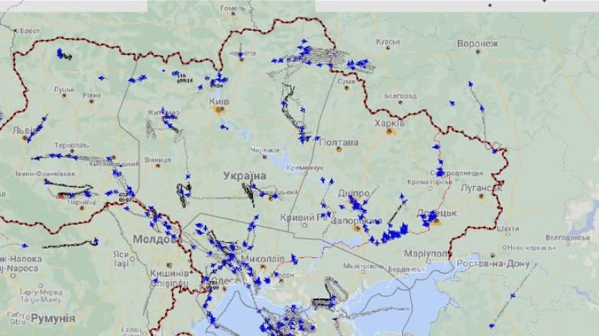 За 40 мин. небето на Украйна е пробито от ракети и дронове: Военен показа картата