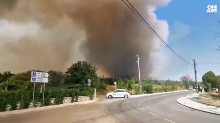 Голям пожар край Българово, активирана е системата BG-ALERT (+ВИДЕО)