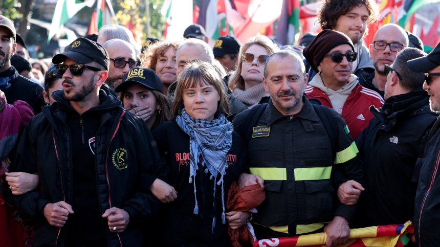 Протест в Рим: Грета Тунберг и USB призоваха за солидарност с Газа (СНИМКИ)