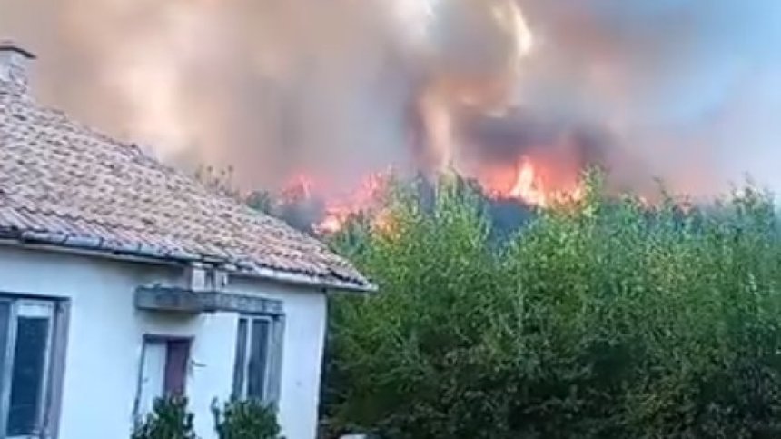 "Ако изтървем огъня, стига до къщите": Пожарът край Стара Загора се разраства