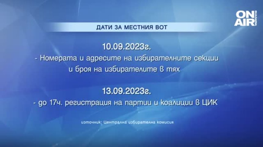 ЦИК обяви важните дати и срокове преди местните избори