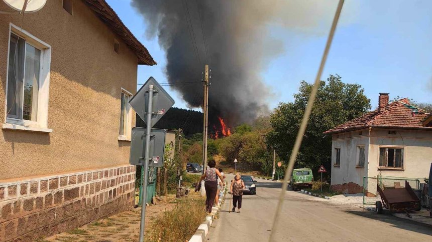 Пожар гори до къщите на жители във Видинско село