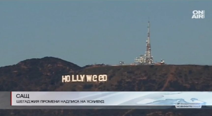 Шегаджия преправи надписа Hollywood на Hollyweed