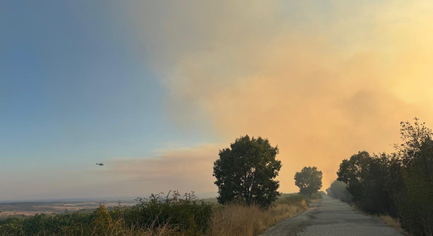 В северната част днес в участък от приблизително 1 км бяха изградени просеки за ограничаване на огъня.