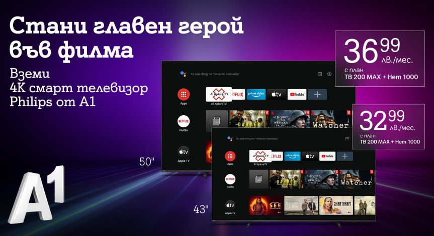 Гледането се превръща в изживяване с 4K смарт телевизорите на Philips от A1