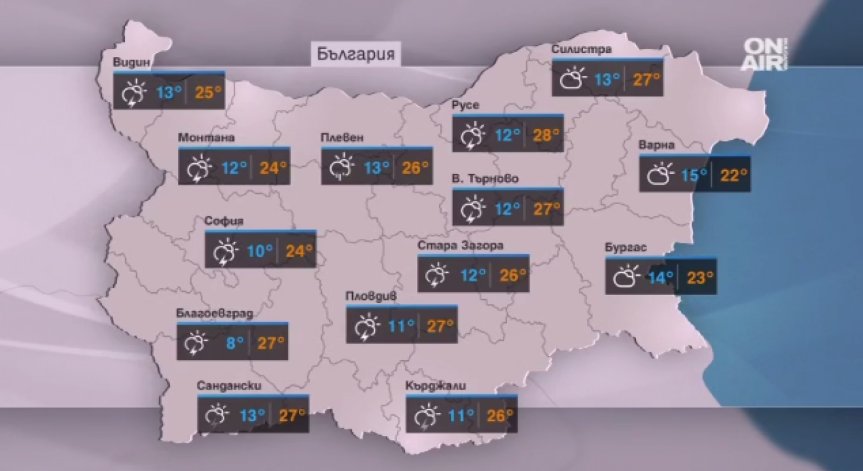 Променливо време и днес, дъжд в Западна и Централна България