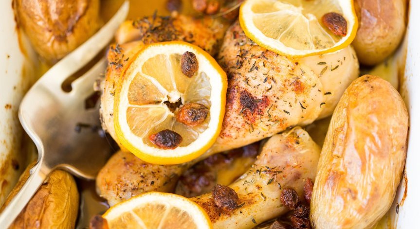 Рецепта за пиле с мед и чесън със сладки картофи