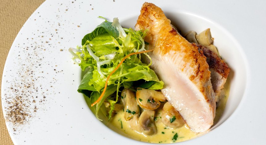 Рецепта за пилешко с гъби на тиган