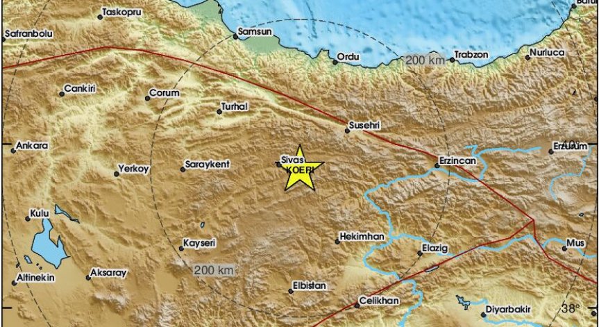 Епицентърът на труса е бил на 171 км северозападно от Малатия.