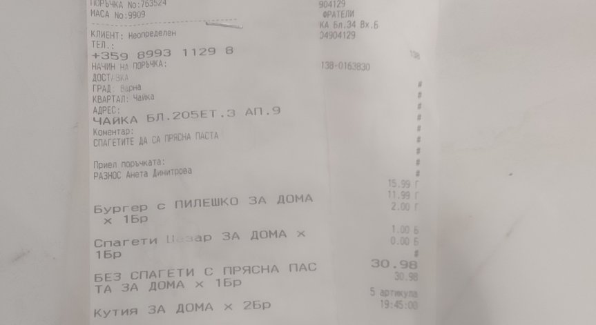 Бургери, паста, пилешко - сигнали в Helpbook за храни със съмнително качество