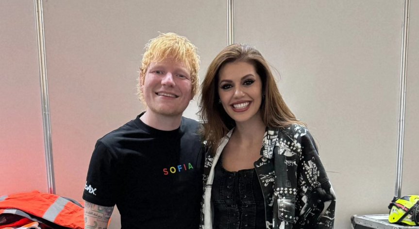 Михаела Филева и Ед Шийрън имаха време да поговорят зад кулисите.