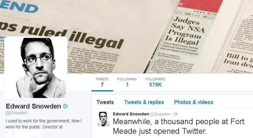 Едуард Сноудън се появи в Туитър