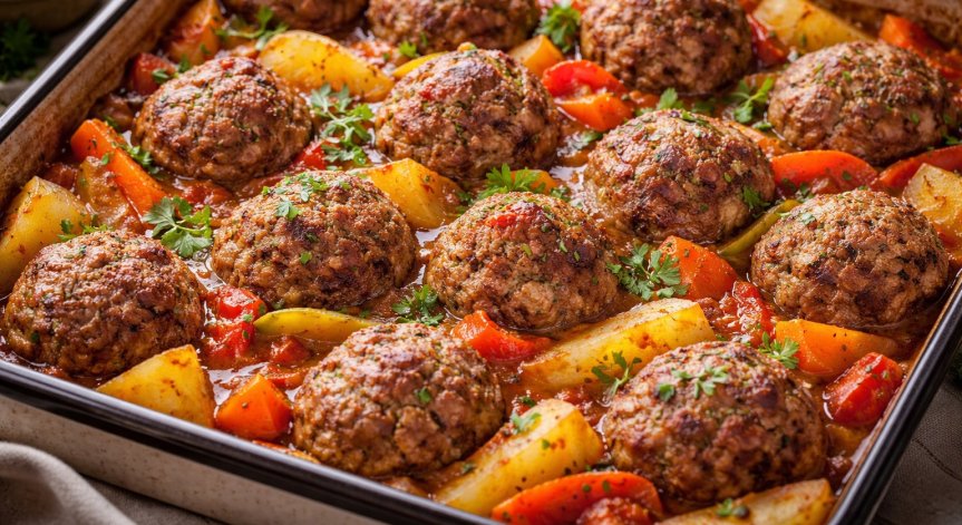 Рецепта за кюфтета с картофи и доматен сос на фурна