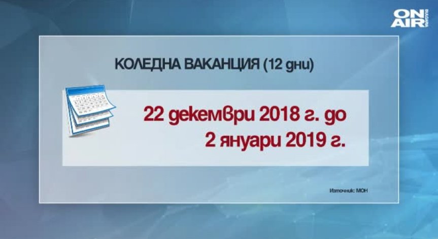 МОН пусна датите за ваканциите на учениците през тази година