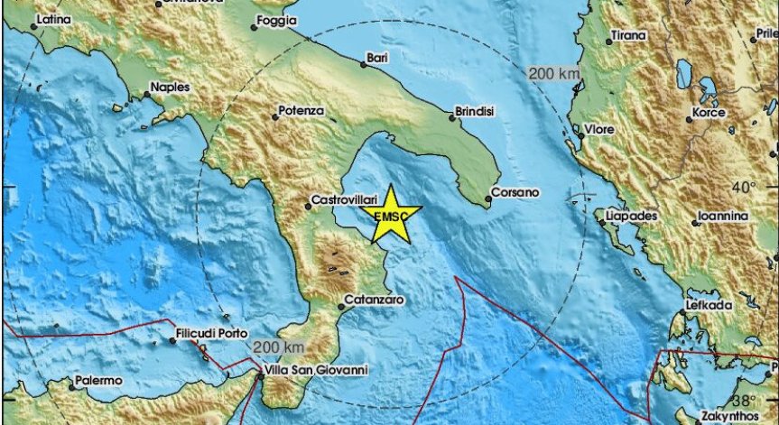 Епицентърът му е бил на 33 км от град Чиро Марина и на 89 км от град Таранто. 