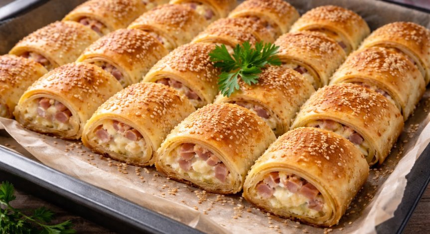 Рецепта за банички със сирене и шунка