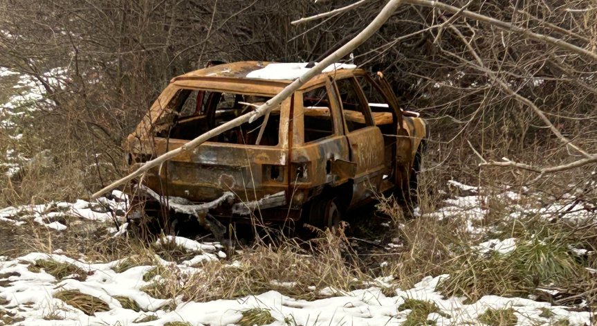 Автомобилът е бил подпален, а огънят е тръгнал и по поляните.