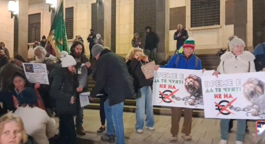 Протест срещу еврото пред БНБ: 