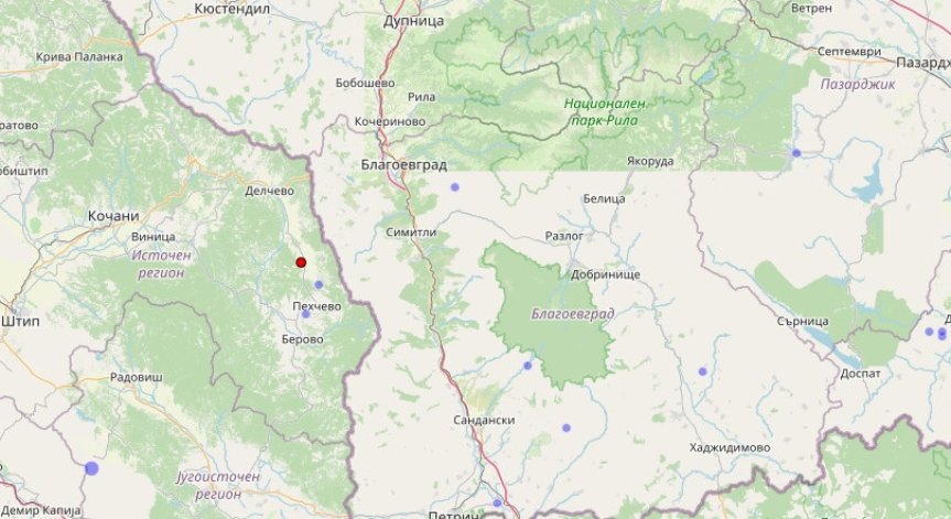 Епицентърът е бил на 5 км дълбочина.