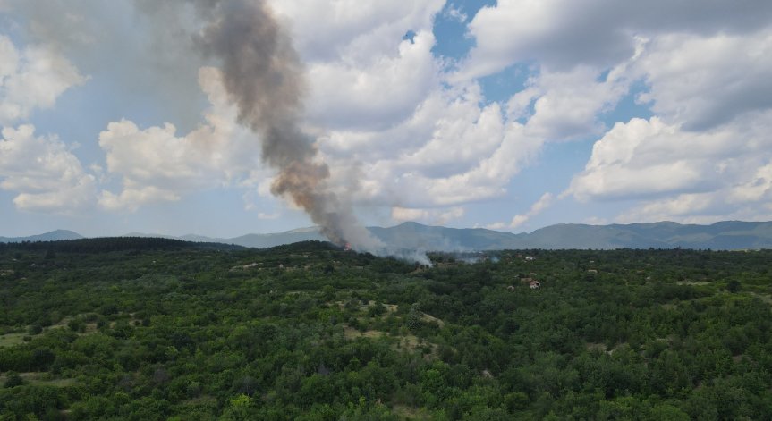 Пожар гори край вилната зона в Казанлък