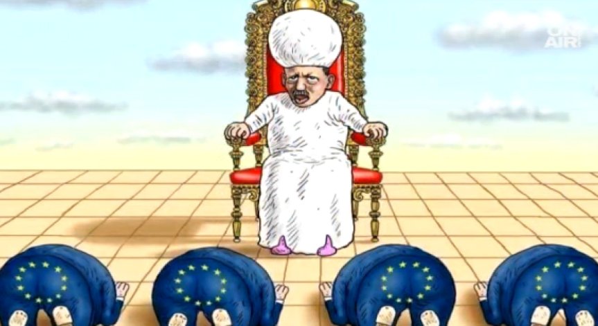 Ердоган бе окарикатурен като султан