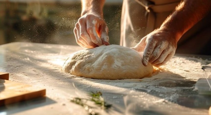 Замесете тесто и го оставете да втаса около 40-50 минути.