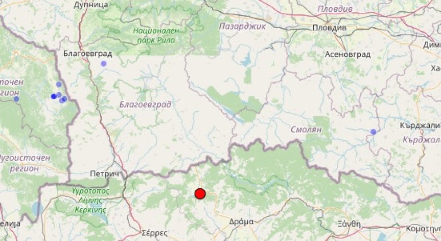Земетресение в Гърция до границата с България