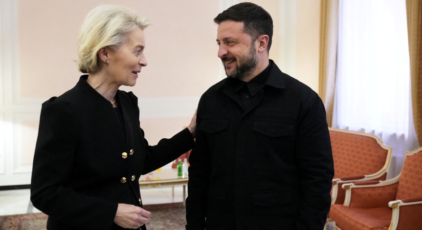 Володимир Зеленски и Фон дер Лайен се срещнаха р Рим.