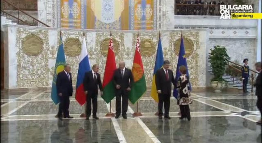 Путин и Порошенко на среща в Минск