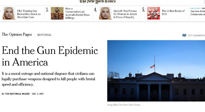 New York Times: Спрете епидемията от оръжия в Америка