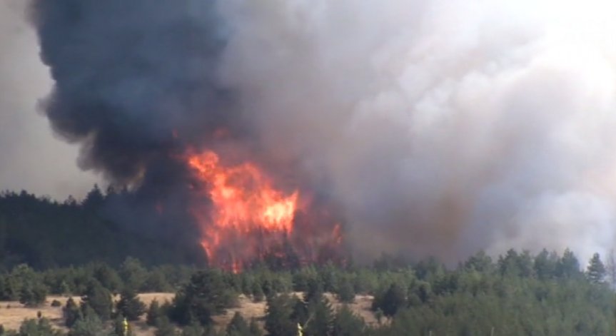 Пожарът над Кресна наложи евакуацията на хора