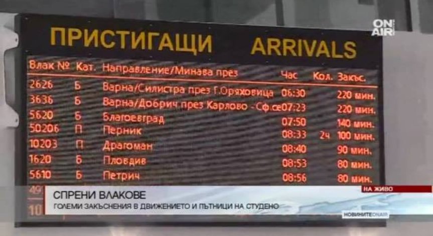 Прекъснато е движението в няколко жп участъка на страна
