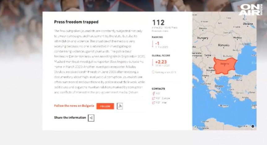 България падна до 112-о място по свобода на медиите