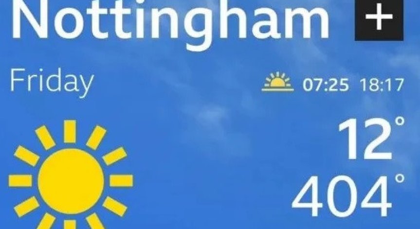 Грешка в уебсайта и приложението на BBC Weather.