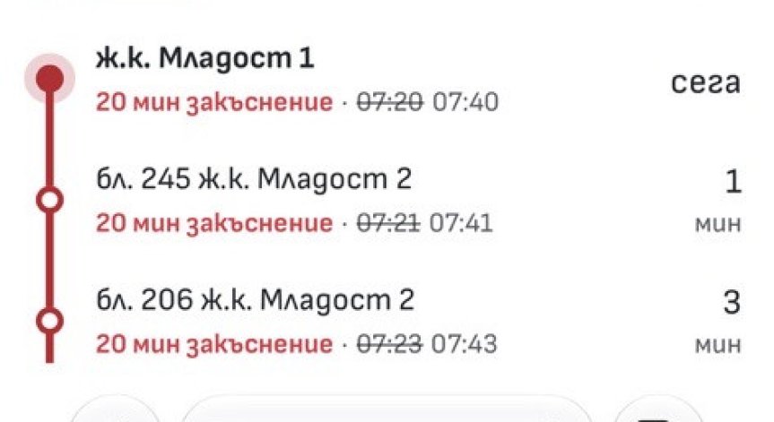 Столичен автобус не тръгнал по разписание, пътник сигнализира за пропуснат курс