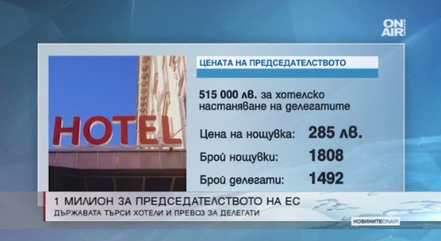 285 лв. ще струва нощувка за председателството на ЕС
