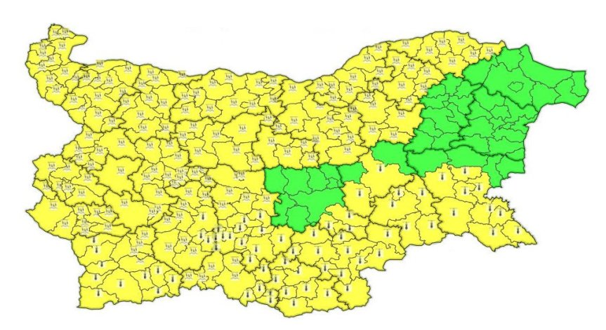 Картата на България светна в жълто.