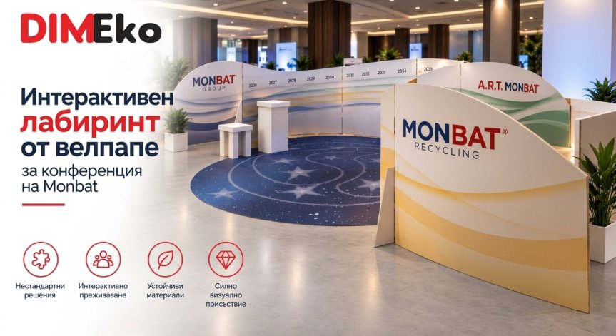 Интерактивен лабиринт от велпапе за конференцията на Monbat